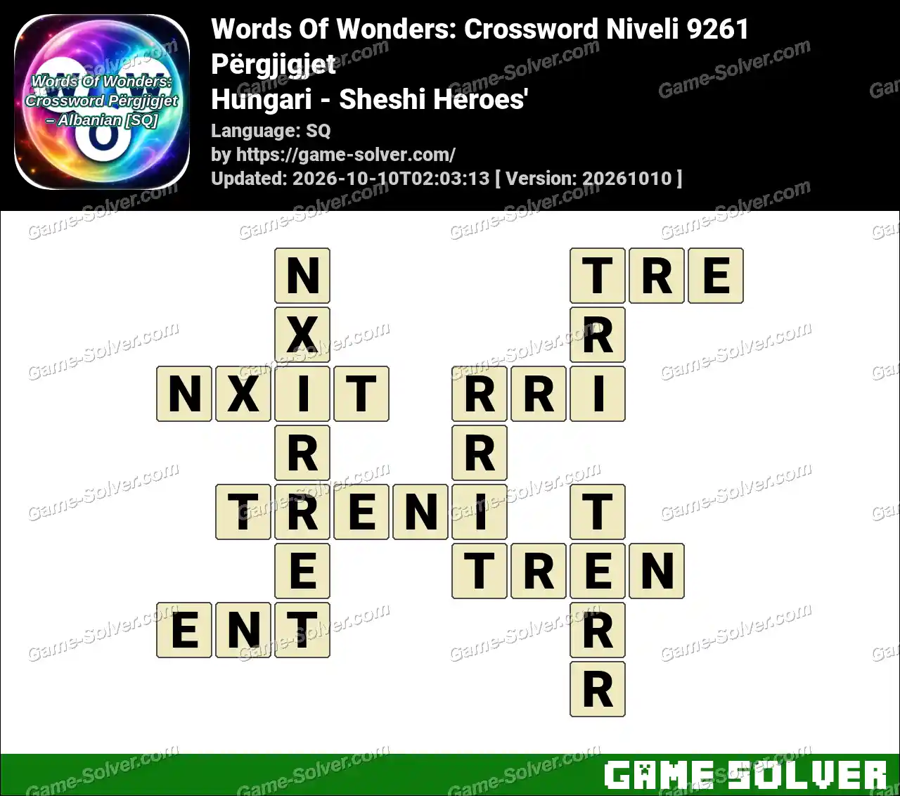 Words Of Wonders: Crossword Niveli 9261 Përgjigjet – Hungari – Sheshi Heroes’